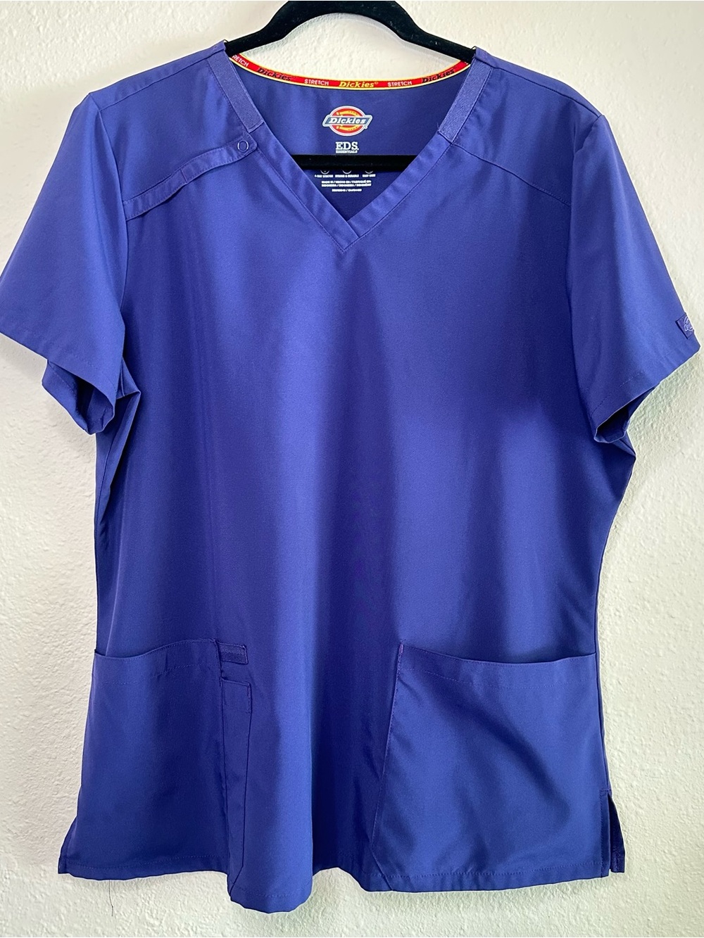 Dickies V-Neck Scrub Top in Deep Blue Large